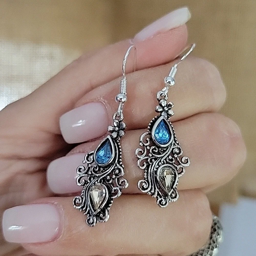 Sterling Silver Topaz Drop Earrings, S925 - Picture 1 of 6